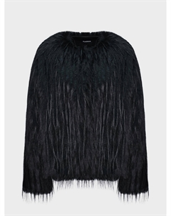 Полупальто из эко-меха, черное Flashin'