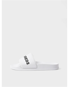 Шлепанцы с лого, белые Dsquared2
