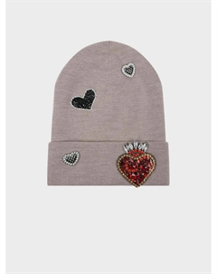 Бежевая шапка с декором "сердца" Regina