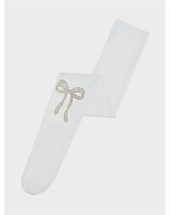 Колготки с бантом из стразов, белые Story loris