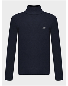 Водолазка с буквой М из страз, темно-синяя Monnalisa