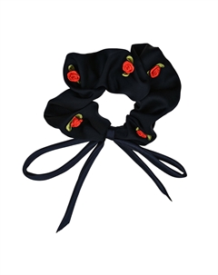 Резинка для волос из шелка с красными розами, синяя Tais