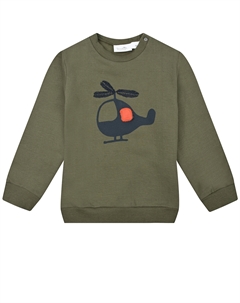 Зеленый свитшот с принтом "вертолет" Sanetta