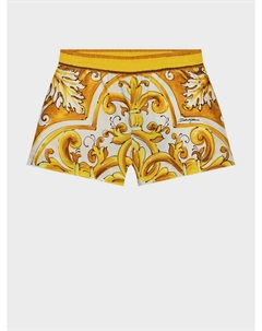 Шорты с принтом "майолика", желтые Dolce&gabbana