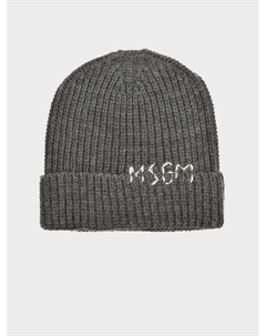 Шапка крупной вязки с лого, серая Msgm