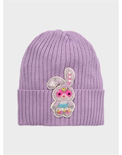 Сиреневая шапка с нашивкой из бисера Regina