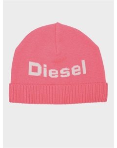 Шапка с белым лого, розовая Diesel
