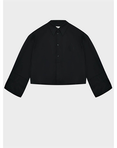 Рубашка из поплина с вышитым логотипом, черная Mm6