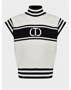 Джемпер в полоску с логотипом, белый Twinset