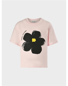 Футболка с черным цветком на груди Marc jacobs