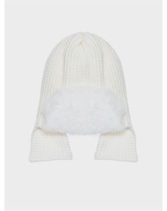 Шапка с меховым козырьком, белая Joli bebe
