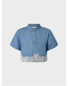 Рубашка из денима с кружевной вышивкой Ermanno scervino