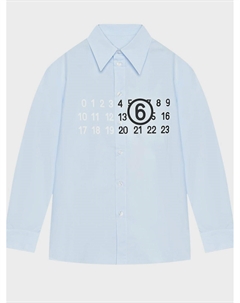 Рубашка с черно-белым логотипом, голубая Mm6