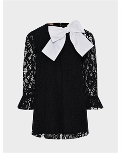 Платье кружевное с объёмным бантом, черное No21