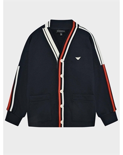 Кардиган с красно-белой отделкой и лого Emporio armani