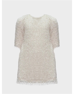 Платье с бахромой, кремовое Monnalisa