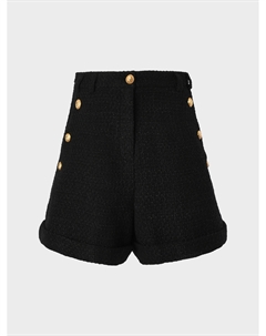 Шорты с золотыми пуговицами, черные Balmain
