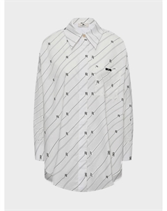 Прямая рубашка в косую полоску с лого Elisabetta franchi