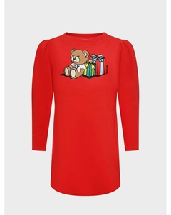 Платье с принтом мишки, красное Moschino