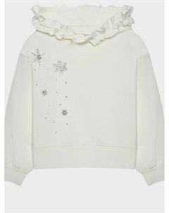 Толстовка-худи со снежинками, капюшон с рюшами Monnalisa
