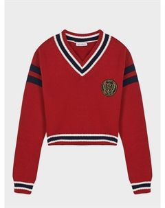 Укороченный красный джемпер с отделкой в полоску Dolce&gabbana