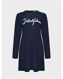 Шерстяное платье с прописным лого, синяя Dolce&gabbana