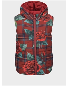 Жилет в клетку с принтом "розы" Dolce&gabbana