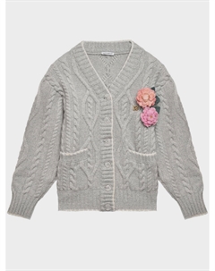 Кардиган с цветочной брошью, серый Dolce&gabbana
