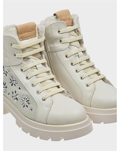 Ботинки со стразами, кремовые Monnalisa