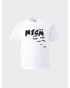 Футболка с лого, белая Msgm