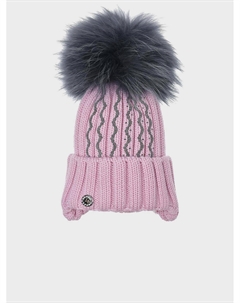 Розовая шапка с серым помпоном Joli bebe