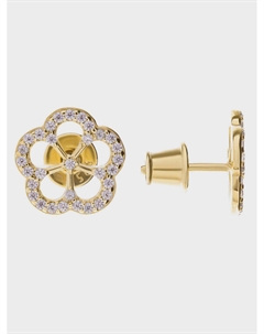 Серьги пусеты с цветком, золото Sneak peek