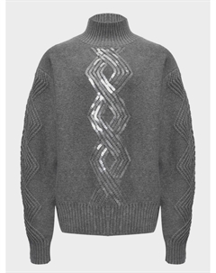 Джемпер с пайетками и геометрическим узором, серый Ermanno scervino