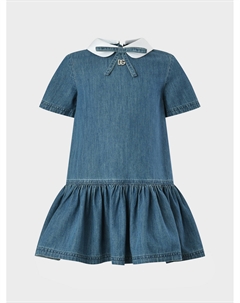 Платье с белым воротничком, голубое Dolce&gabbana