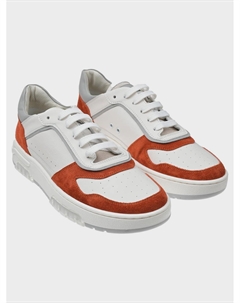 Белые кеды с оранжевыми вставками Brunello cucinelli