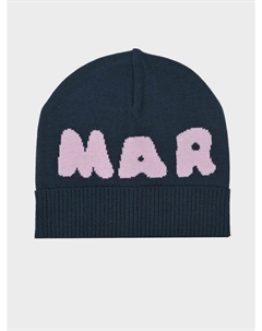 Шапка с розовым лого, синяя Marni