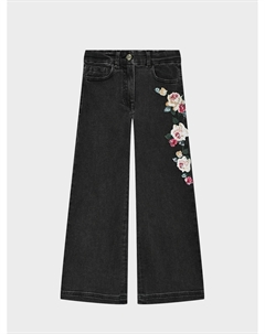 Брюки джинсовые, аппликация розы Monnalisa