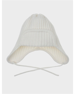 Белая вязаная шапка-ушанка Jan&sofie