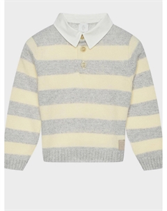 Джемпер в полоску, воротник-поло Eleventy
