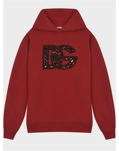 Толстовка-худи с лого из красных стразов Dolce&gabbana