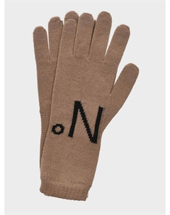 Перчатки с черным лого, бежевые No21