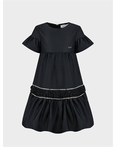 Платье с полосками из стразов, черное Monnalisa