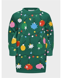 Платье с принтом новогодняя гирлянда, зеленое Stella mccartney