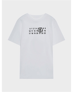 Футболка белая с черным лого Mm6