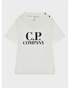 Футболка с черным лого, белая C.p. company