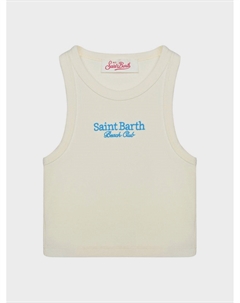 Майка с вышитым логотипом, белая Saint barth