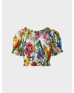 Топ со сборками, принт цветы Dolce&gabbana