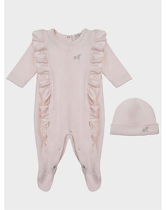 Комплект: комбинезон с рюшами и шапка, розовый Monnalisa