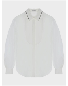 Рубашка с вышивкой бисером, белая Brunello cucinelli