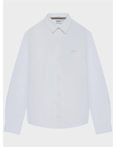 Рубашка однотонная с логотипом в тон, белая Boss